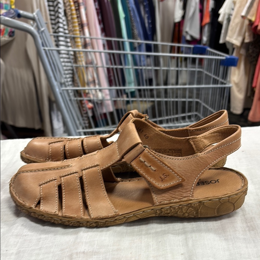 Josef Seibel Rosalie Tan Leather Sandals Casual Comfort - Picture 3 of 7